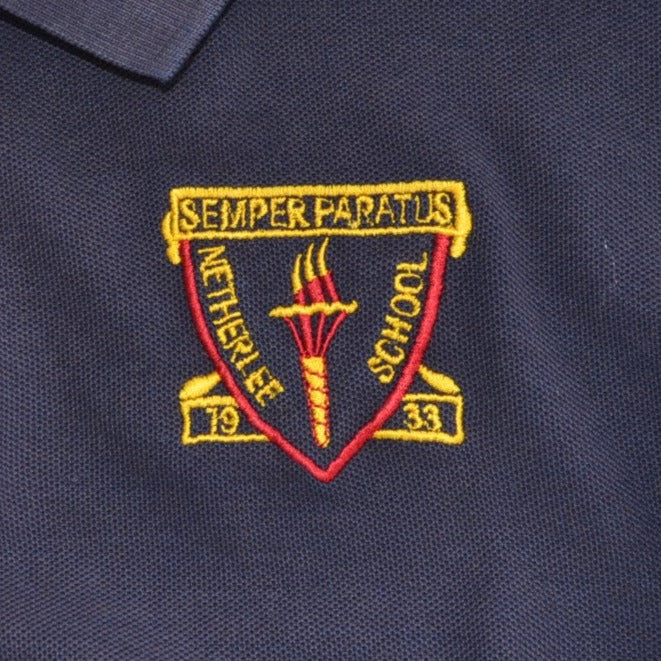 Netherlee Primary navy polo shirt