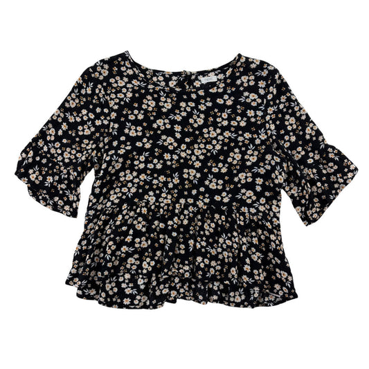 Next 11-12 years black floral blouse viscose