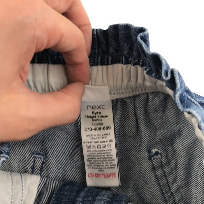 Next 5-6 years blue denim paper bag waist cotton shorts