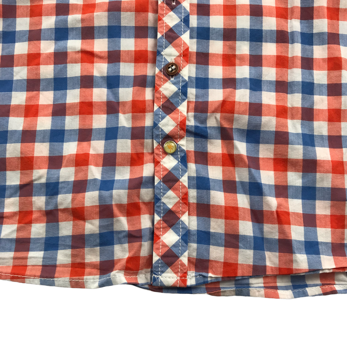Next 5 years orangeish red and blue checked short sleeve shirt