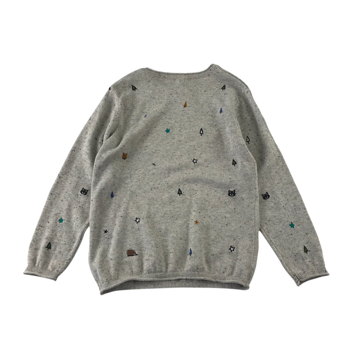 Next 6-7 years grey jumper forest theme cotton