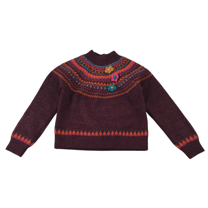 Next 6-7 years maroon jumper knit pattern wool acrylic polyester elastane mix