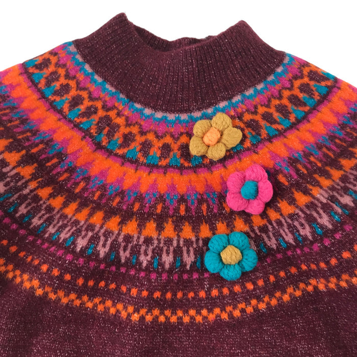 Next 6-7 years maroon jumper knit pattern wool acrylic polyester elastane mix