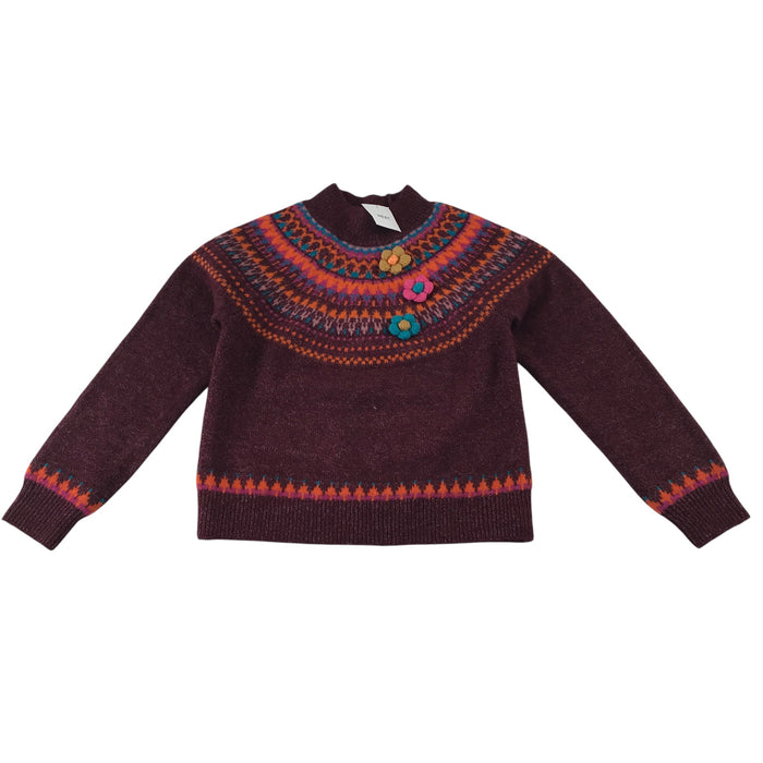 Next 6-7 years maroon jumper knit pattern wool acrylic polyester elastane mix