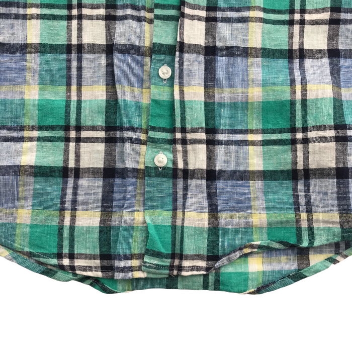 Next 6 years green and blue checked short sleeve shirt