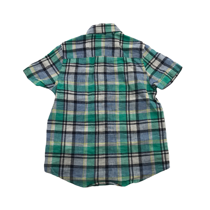 Next 6 years green and blue checked short sleeve shirt