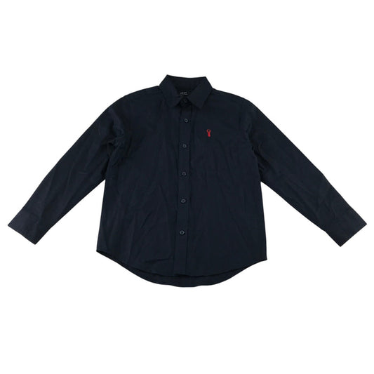 Next 6 years navy blue dress shirt cotton elastane
