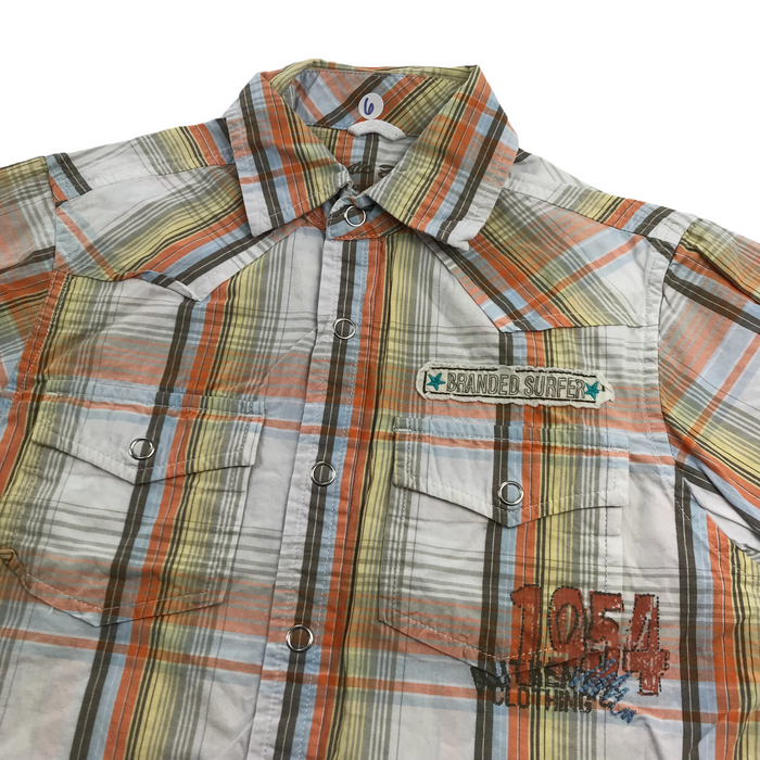Next 6 years orange checked print short sleeve shirt