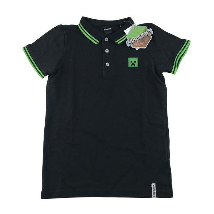 Next 8 years black polo shirt Minecraft print