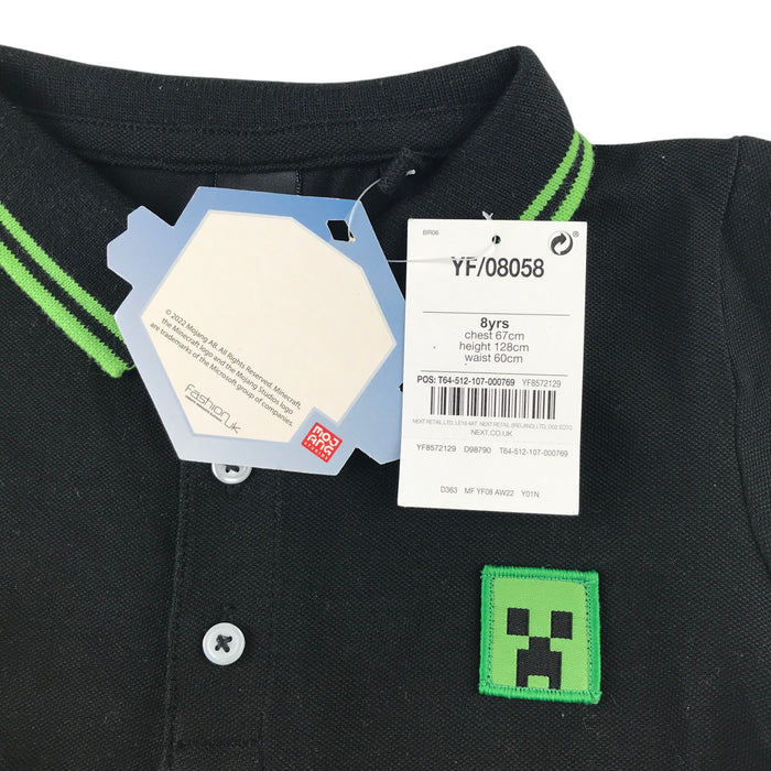 Next 8 years black polo shirt Minecraft print