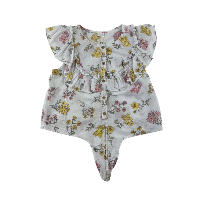 Next 9-10 years white floral blouse cotton