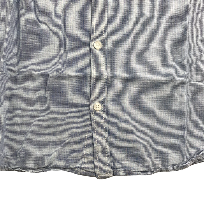 Next 9 years greyish blue and white striped pattern short sleeve shirt