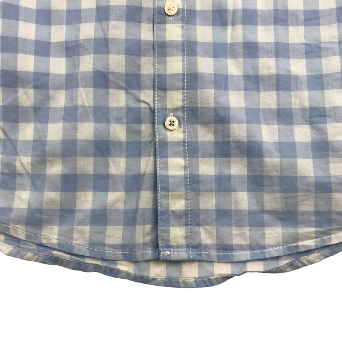 Next 9 years light blue and white checked short sleeve shirt