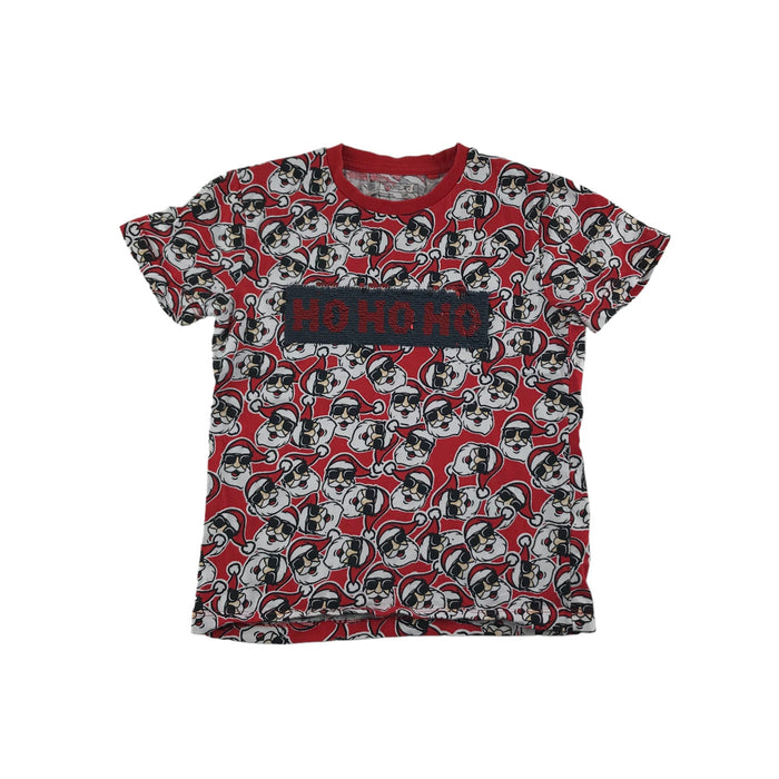 Next Christmas T-Shirt Red Santa Face Print Ho Ho Ho Sequin Text Short Sleeve
