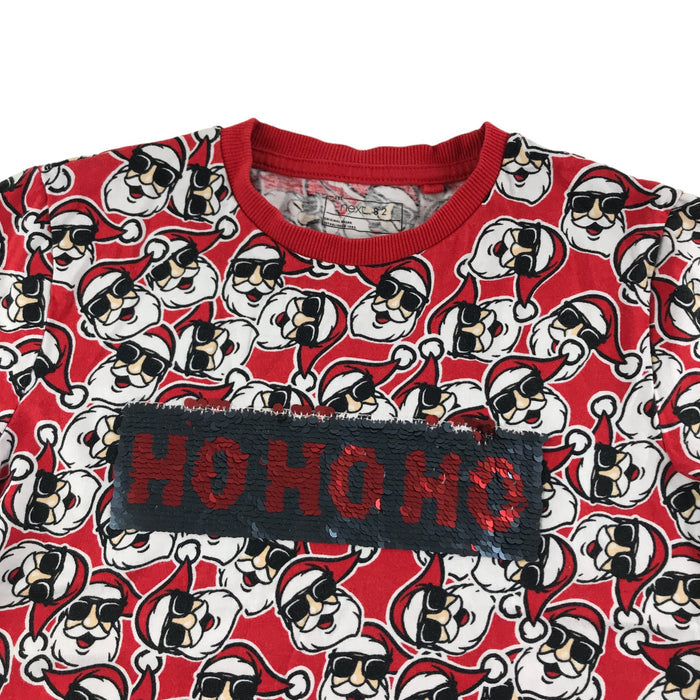 Next Christmas T-Shirt Red Santa Face Print Ho Ho Ho Sequin Text Short Sleeve