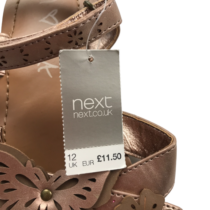 Next  size UK 12 (jr) brown butterfly sandals