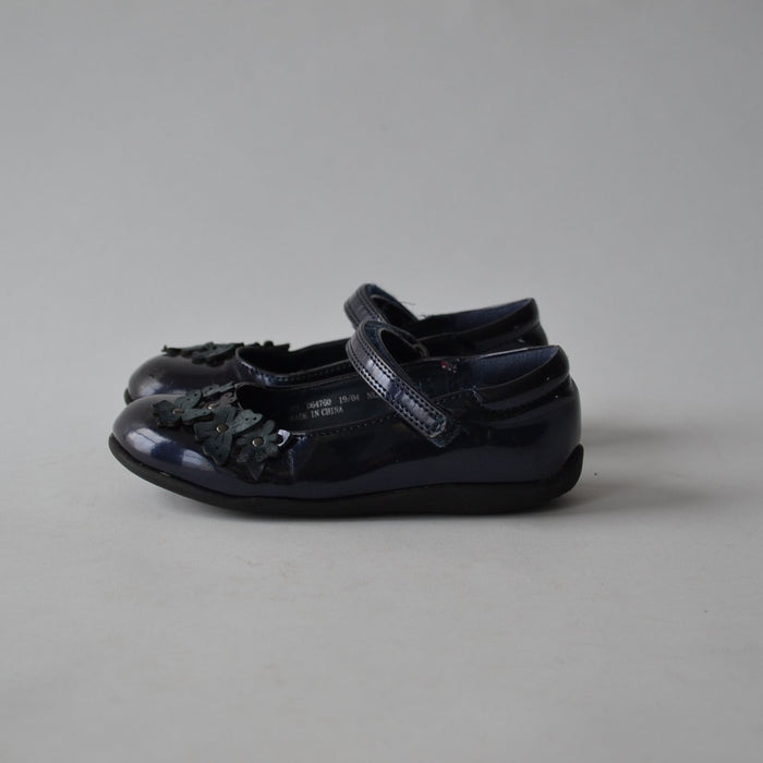 Next size UK 9 (jr) navy flats foral shoes