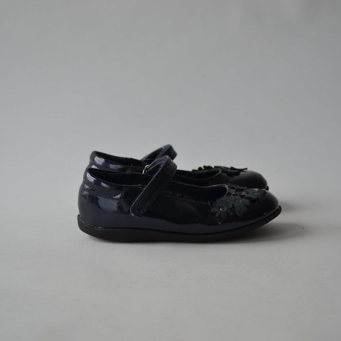 Next size UK 9 (jr) navy flats foral shoes