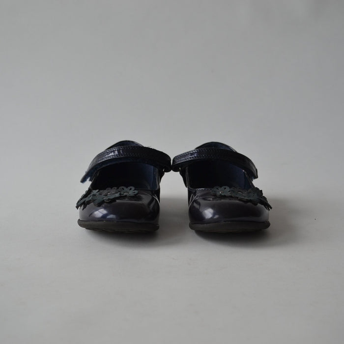 Next size UK 9 (jr) navy flats foral shoes