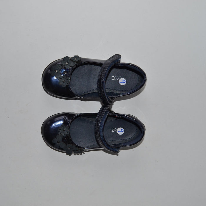 Next size UK 9 (jr) navy flats foral shoes
