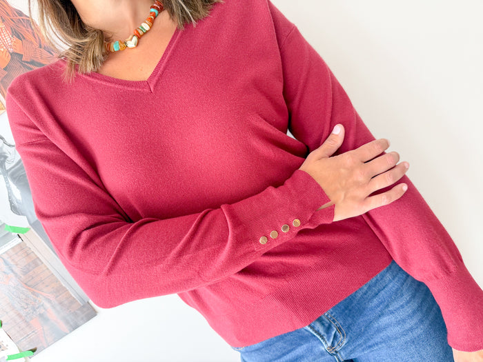 Skies Are Blue Nora V-Neck Sweater – women's sweater