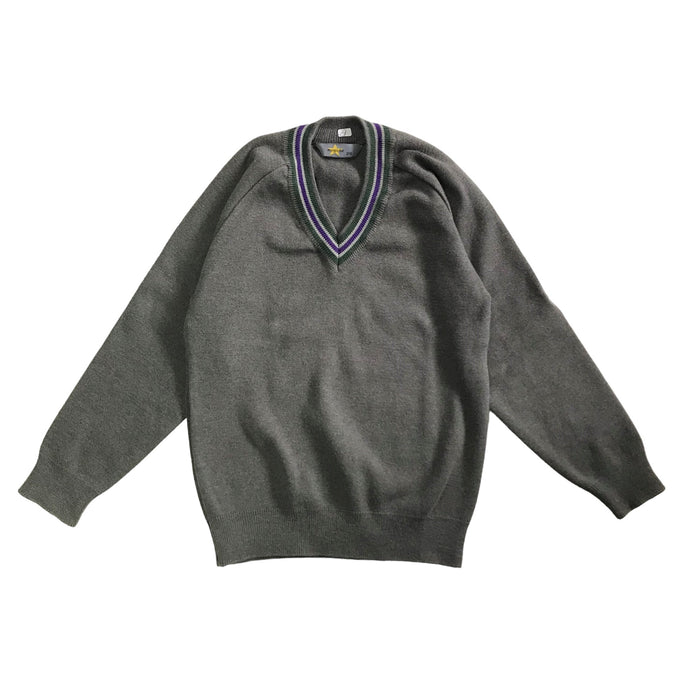 Notre Dame Primary unisex grey v-neck school jumper