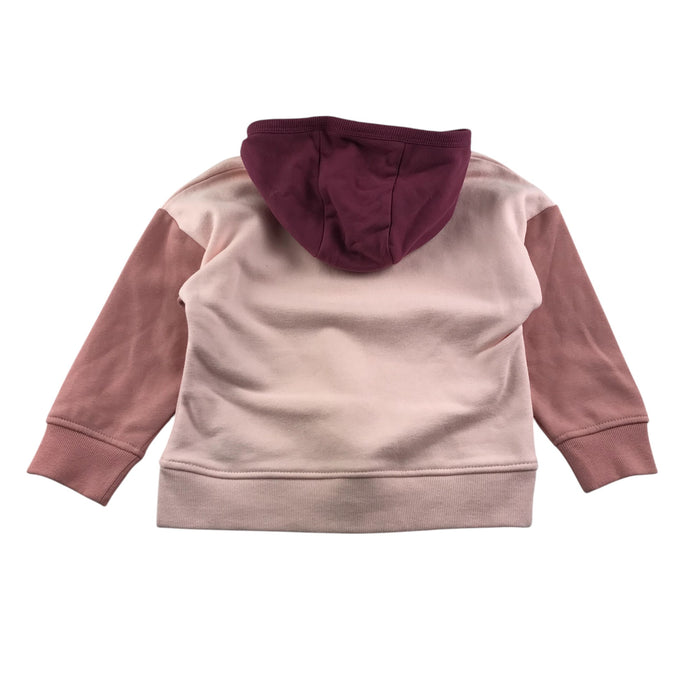Nutmeg 5-6 years pink block colour design with sequin love hoodie