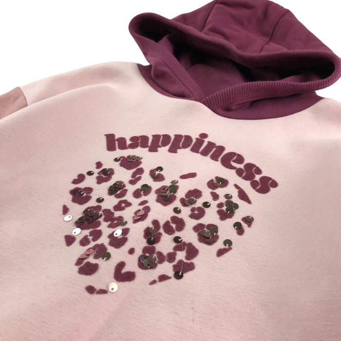 Nutmeg 5-6 years pink block colour design with sequin love hoodie
