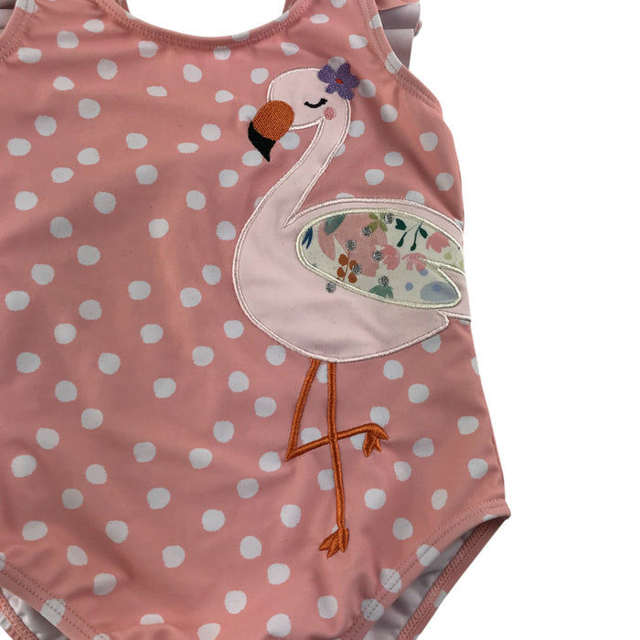 Nutmeg 5-6 years pink polka dot flamingo swimsuit