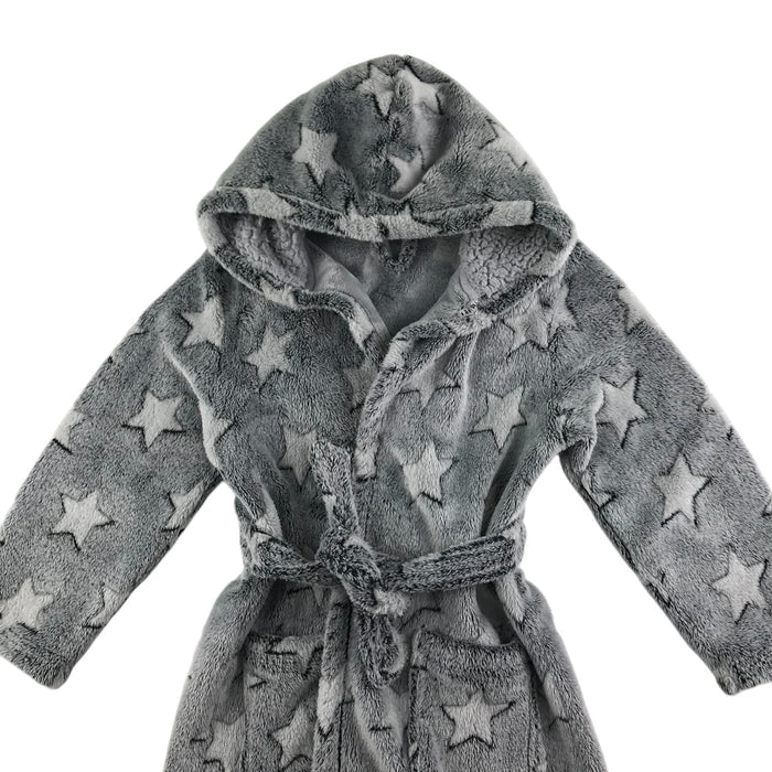 Nutmeg dressing gown 6-7 years grey with stars