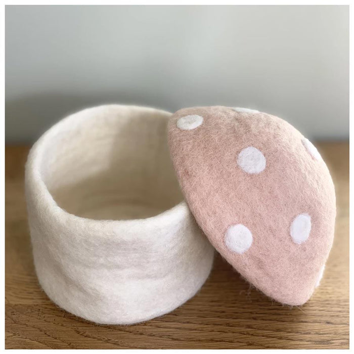 Sheepish Design NZ Wool Toadstool Storage Box - Medium Blush | Koop.co.nz