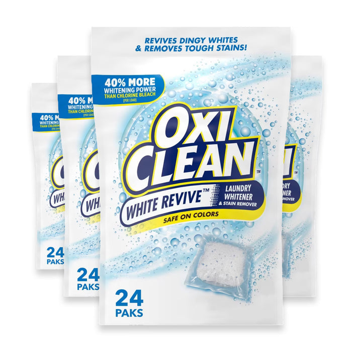 OxiClean White Revive Laundry Whitener + Stain Remover Power Paks 24 Ct - 21.1 oz - 4 Pack