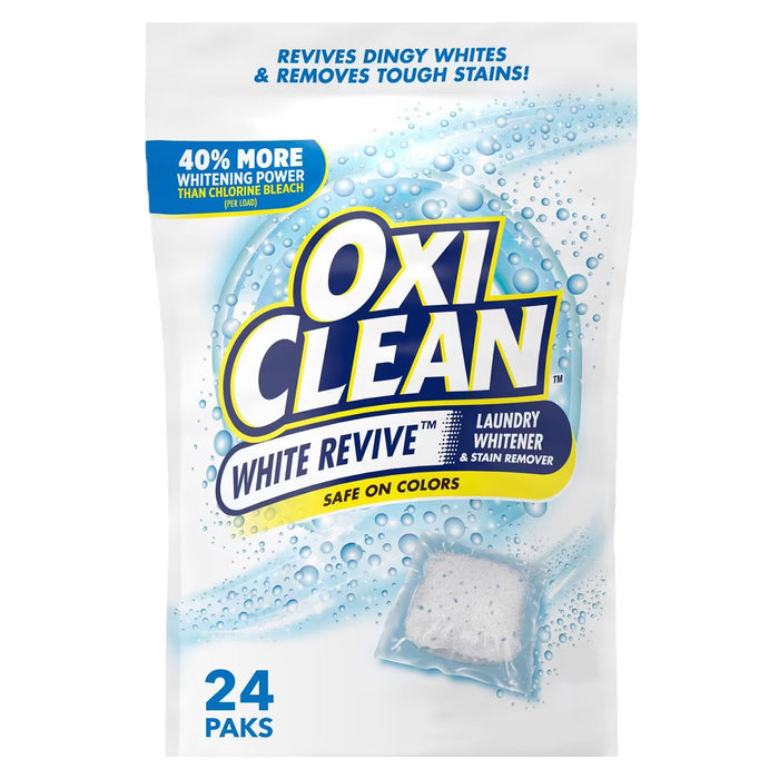 OxiClean White Revive Laundry Whitener + Stain Remover Power Paks 24 Ct - 21.1 oz - 4 Pack