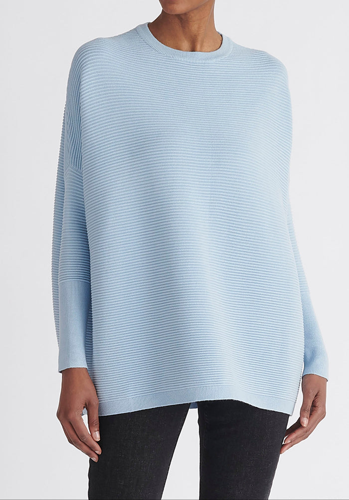 Paisie Ribbed Oversized Knit Jumper in Light Blue