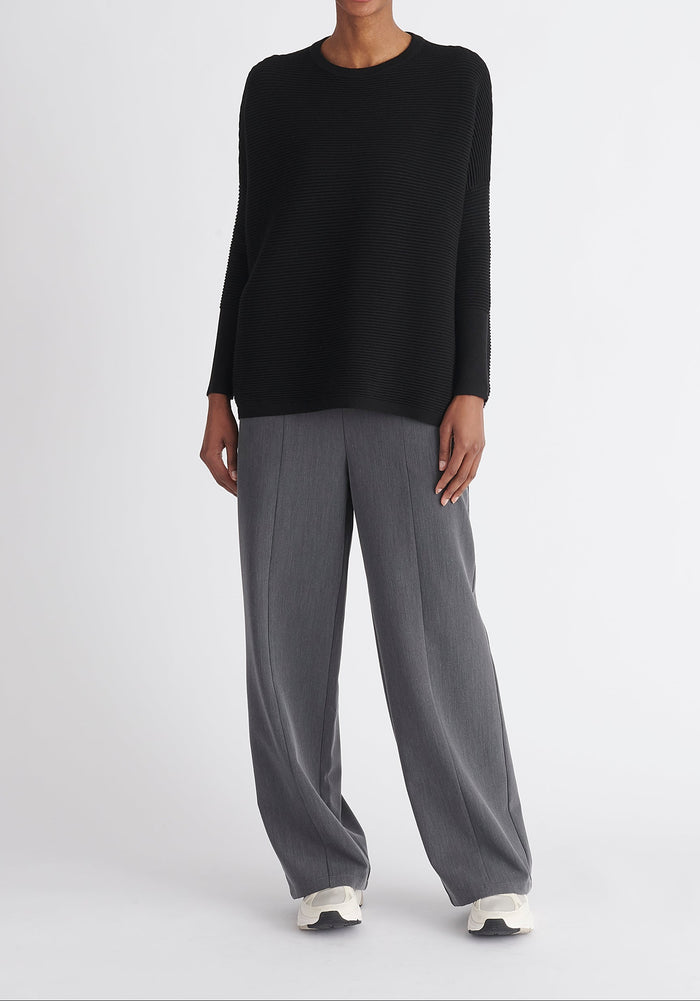 Paisie Ribbed Oversized Knit Jumper in Black