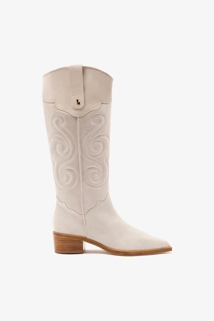 Paloma Boot In Mushroom Grey Suede Boot Larroudé