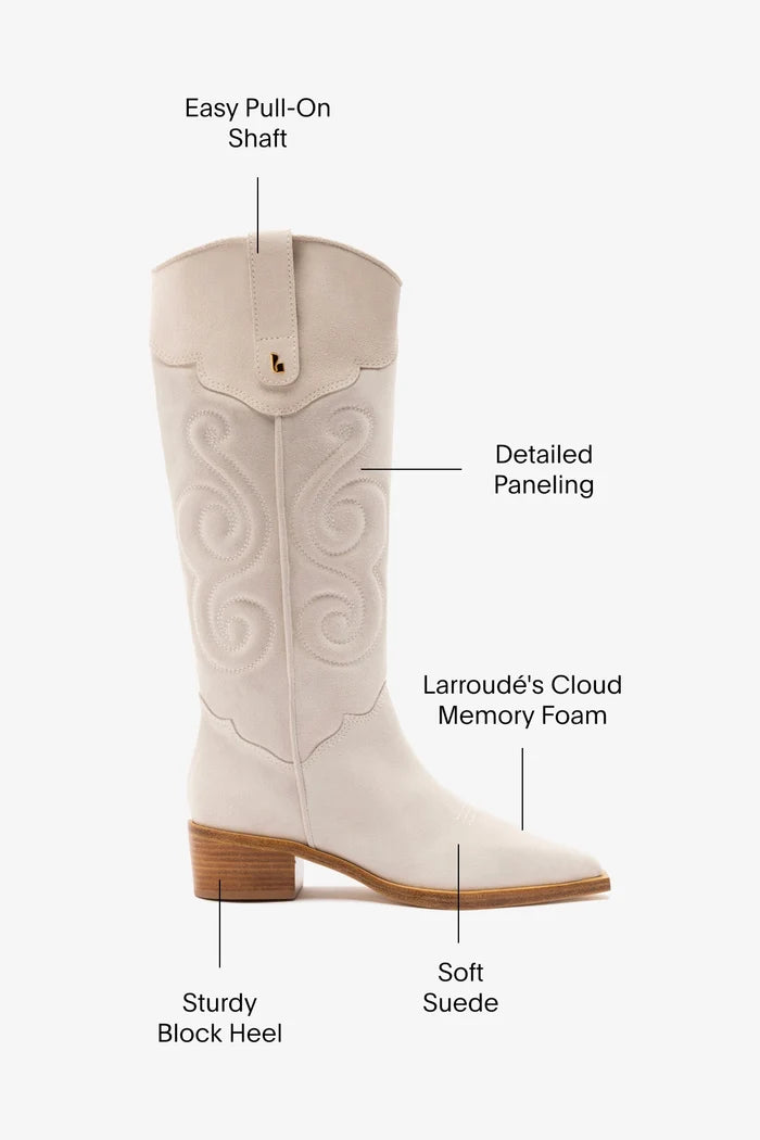 Paloma Boot In Mushroom Grey Suede Boot Larroudé
