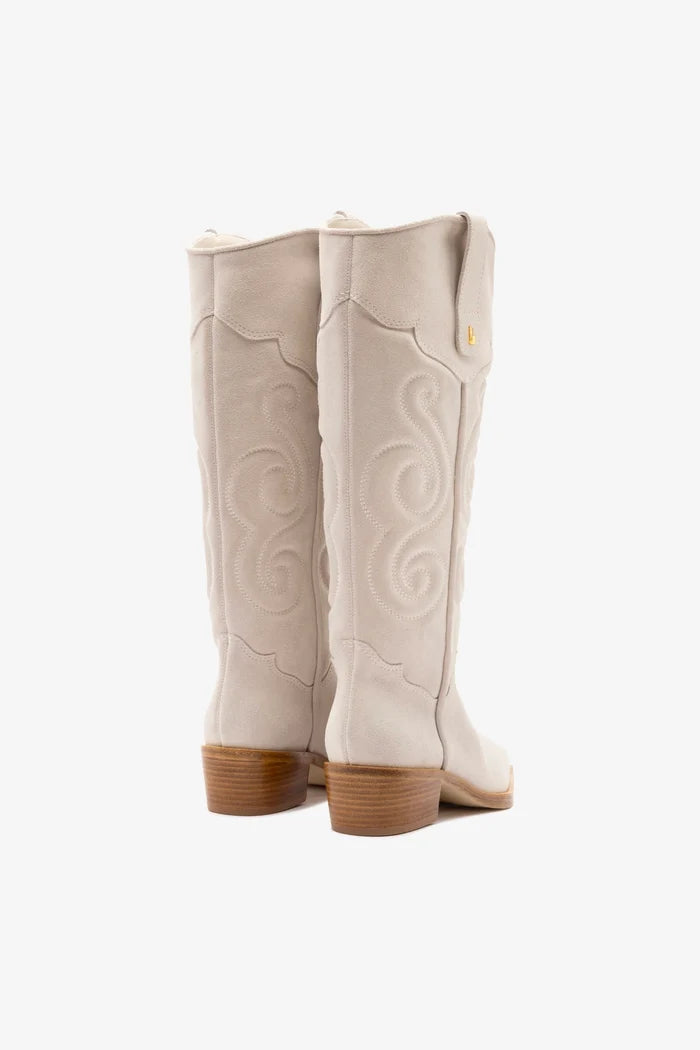 Paloma Boot In Mushroom Grey Suede Boot Larroudé