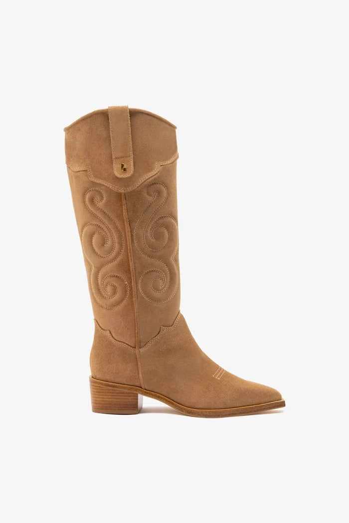 Paloma Boot In Peanut Suede Boot Larroudé