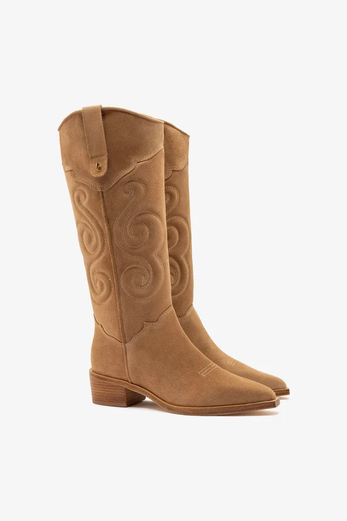 Paloma Boot In Peanut Suede Boot Larroudé