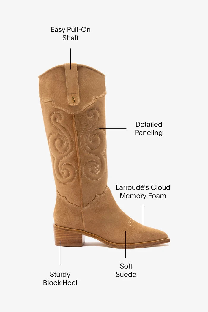 Paloma Boot In Peanut Suede Boot Larroudé