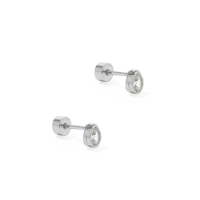 Paloma Pear Silver Stud Screwback Earring