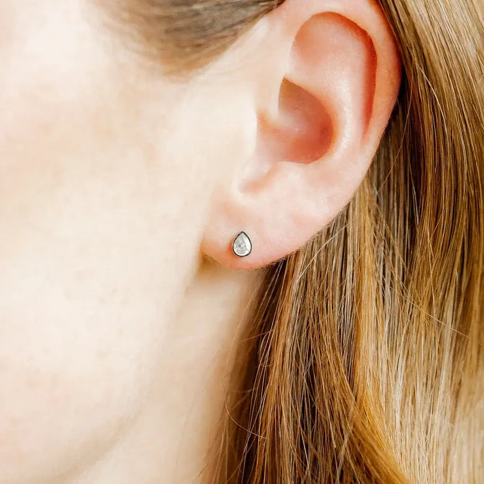 Paloma Pear Silver Stud Screwback Earring