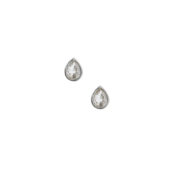 Paloma Pear Silver Stud Screwback Earring
