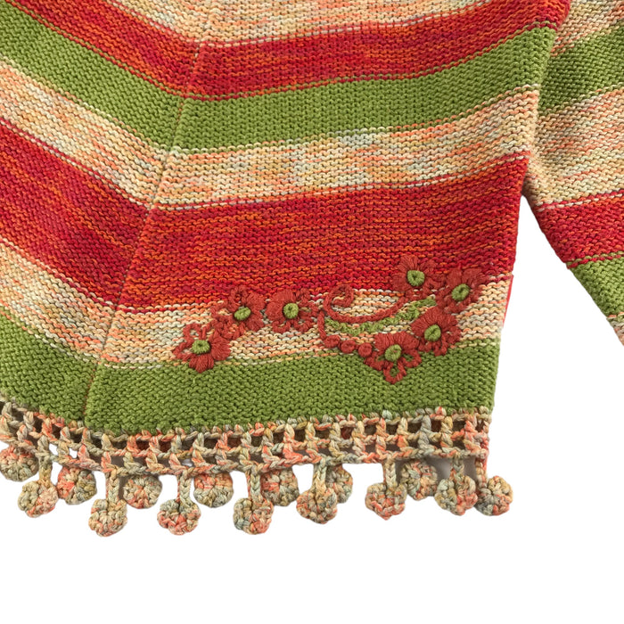 Pampolina 5 years red green multicolour striped turtle neck jumper