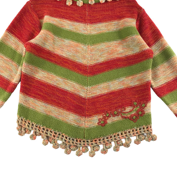 Pampolina 5 years red green multicolour striped turtle neck jumper