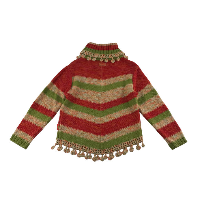 Pampolina 5 years red green multicolour striped turtle neck jumper