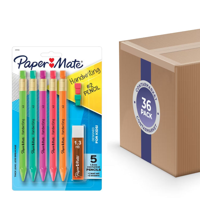 Paper Mate Handwriting #2 Mechanical Pencils 1.3 mm Assorted Colors - 5 Ct - 36 Pack