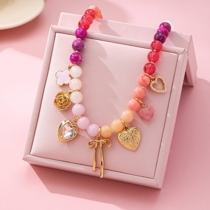 Pastel Beaded Charm Necklace
