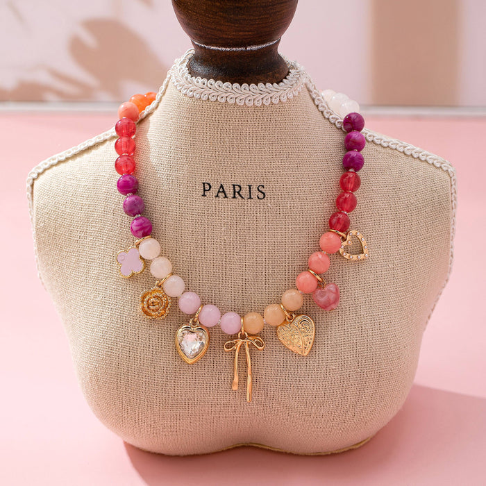 Pastel Beaded Charm Necklace